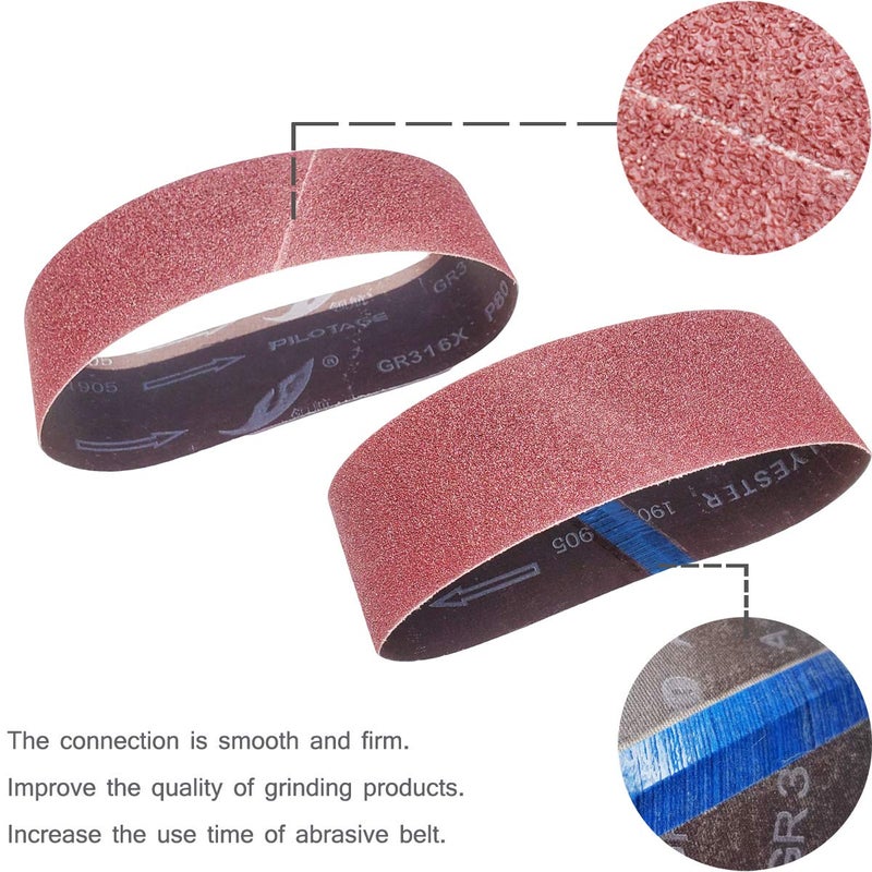 Sackorange 20 PCS 3 inch x 21 inch Abrasive Sanding Belts - 5 Each of 40 80 120 240 Grit Aluminum Oxide Sanding Belts For Belt sander (3 x 21 inch) - Image 3